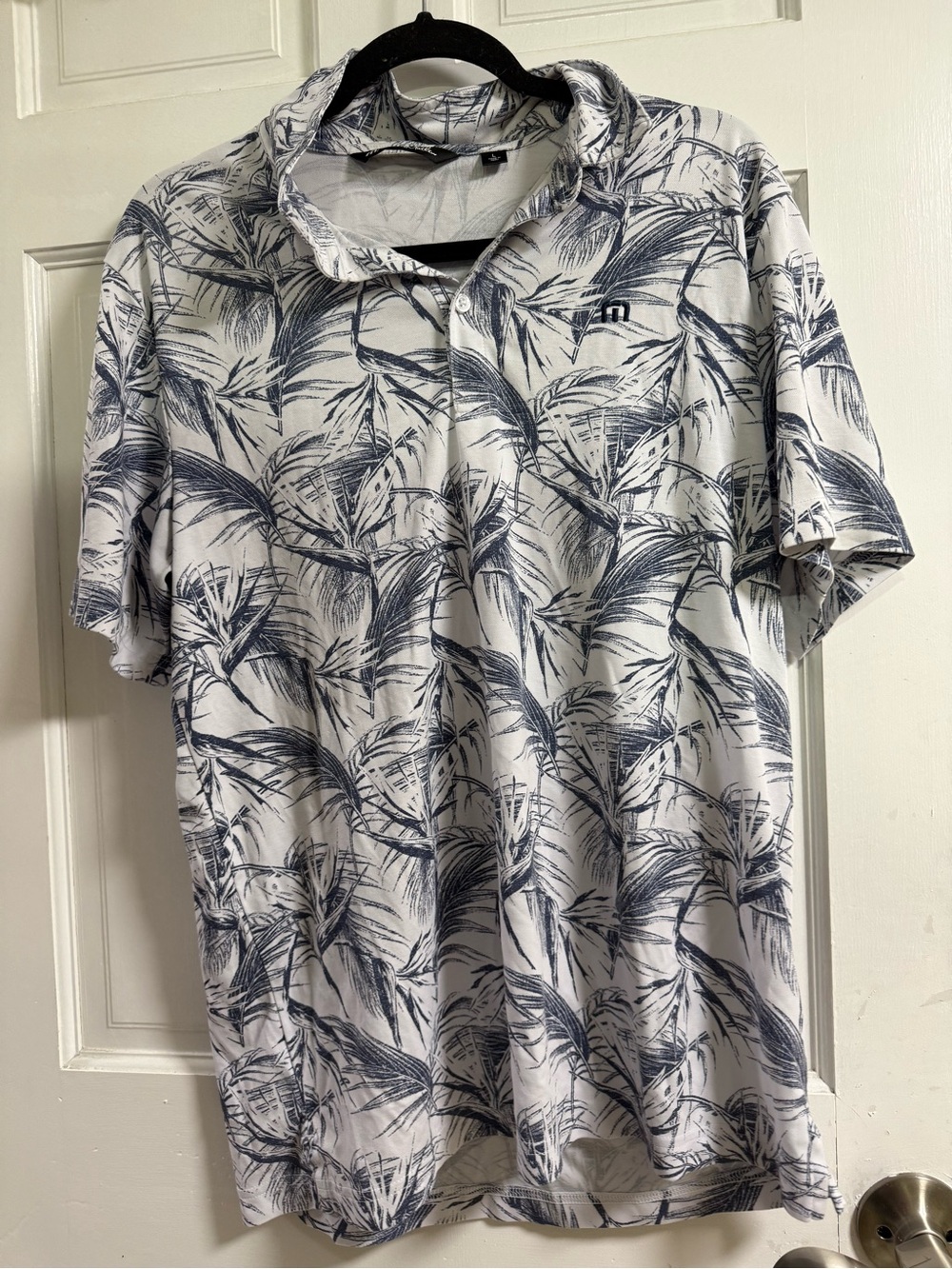 Travis Mathew "Around the Bay" Palm Leaf Print Golf Polo Shirt Size Large